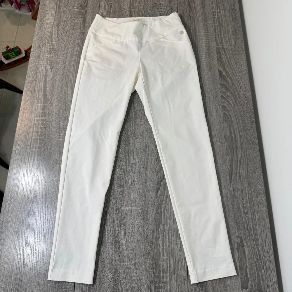 Lilly Pulitzer Luxletic Fairway Performance Twill Pants White Golf size 2 women
